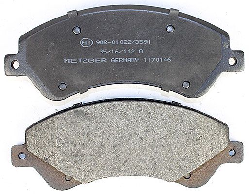 Bremsbelagsatz, Scheibenbremse METZGER 1170146 f&uuml;r FORD, Vorderachse