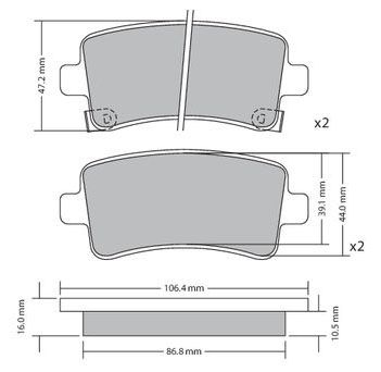 Bremsbelagsatz, Scheibenbremse METZGER 1170152 f&uuml;r OPEL SAAB, Hinterachse