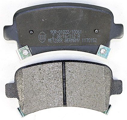 Bremsbelagsatz, Scheibenbremse METZGER 1170152 f&uuml;r OPEL SAAB, Hinterachse