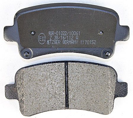 Bremsbelagsatz, Scheibenbremse METZGER 1170152 f&uuml;r OPEL SAAB, Hinterachse