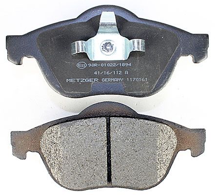 Bremsbelagsatz, Scheibenbremse METZGER 1170161 f&uuml;r RENAULT, Vorderachse