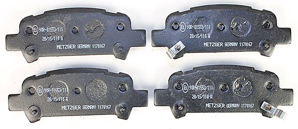 Bremsbelagsatz, Scheibenbremse METZGER 1170167 f&uuml;r SUBARU, Hinterachse