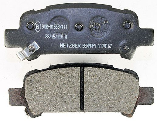 Bremsbelagsatz, Scheibenbremse METZGER 1170167 f&uuml;r SUBARU, Hinterachse