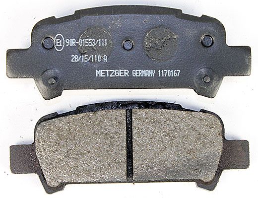Bremsbelagsatz, Scheibenbremse METZGER 1170167 f&uuml;r SUBARU, Hinterachse