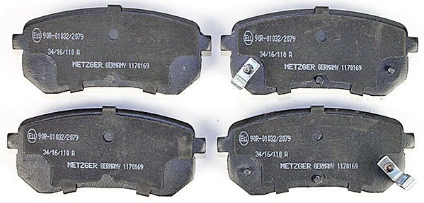 Bremsbelagsatz, Scheibenbremse METZGER 1170169 f&uuml;r KIA, Hinterachse