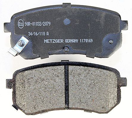 Bremsbelagsatz, Scheibenbremse METZGER 1170169 f&uuml;r KIA, Hinterachse