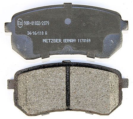 Bremsbelagsatz, Scheibenbremse METZGER 1170169 f&uuml;r KIA, Hinterachse