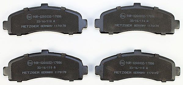 Bremsbelagsatz, Scheibenbremse METZGER 1170178 f&uuml;r NISSAN, Vorderachse