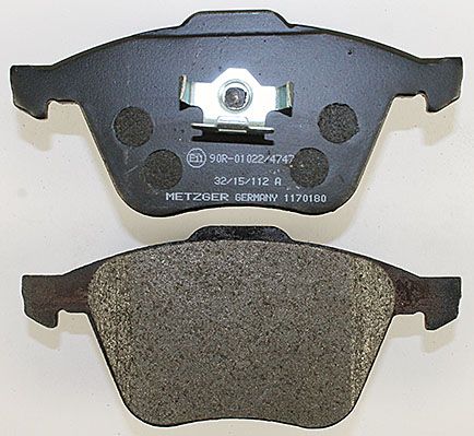 Bremsbelagsatz, Scheibenbremse METZGER 1170180 f&uuml;r VOLVO, Vorderachse