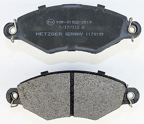 Bremsbelagsatz, Scheibenbremse METZGER 1170199 f&uuml;r PEUGEOT, Vorderachse