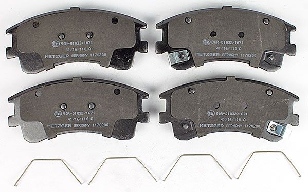 Bremsbelagsatz, Scheibenbremse METZGER 1170200 f&uuml;r MAZDA, Vorderachse