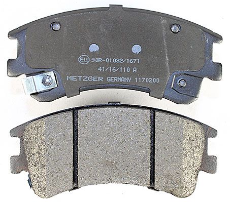 Bremsbelagsatz, Scheibenbremse METZGER 1170200 f&uuml;r MAZDA, Vorderachse