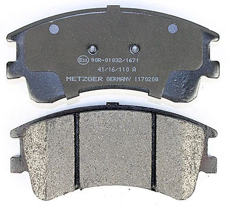 Bremsbelagsatz, Scheibenbremse METZGER 1170200 f&uuml;r MAZDA, Vorderachse