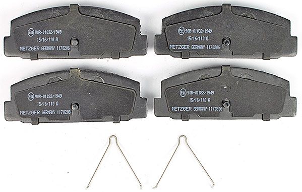 Bremsbelagsatz, Scheibenbremse METZGER 1170206 f&uuml;r MAZDA, Hinterachse