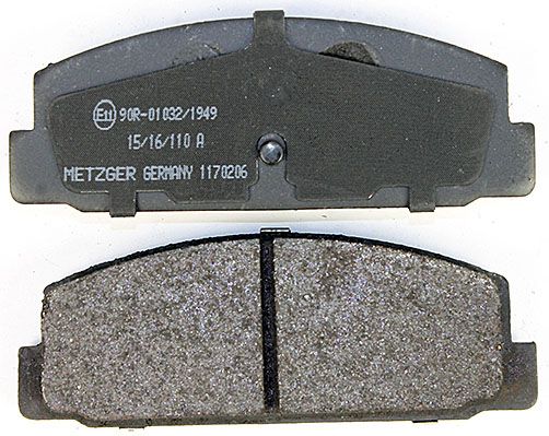 Bremsbelagsatz, Scheibenbremse METZGER 1170206 f&uuml;r MAZDA, Hinterachse