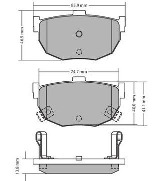 Bremsbelagsatz, Scheibenbremse METZGER 1170212 f&uuml;r NISSAN HYUNDAI, Hinterachse