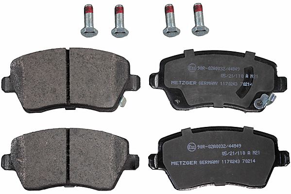 Bremsbelagsatz, Scheibenbremse METZGER 1170243 f&uuml;r NISSAN, Vorderachse