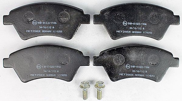 Bremsbelagsatz, Scheibenbremse METZGER 1170255 f&uuml;r RENAULT, Vorderachse