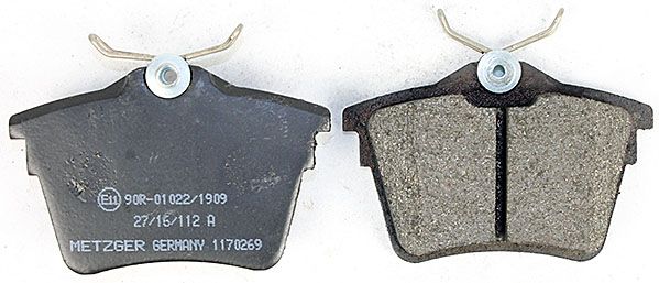 Bremsbelagsatz, Scheibenbremse METZGER 1170269 f&uuml;r PEUGEOT, Hinterachse