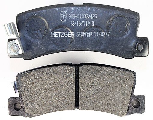 Bremsbelagsatz, Scheibenbremse METZGER 1170277 f&uuml;r TOYOTA, Hinterachse