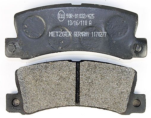 Bremsbelagsatz, Scheibenbremse METZGER 1170277 f&uuml;r TOYOTA, Hinterachse