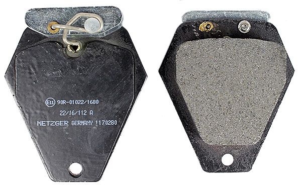 Bremsbelagsatz, Scheibenbremse METZGER 1170280 f&uuml;r AUDI, Vorderachse