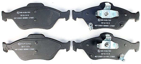 Bremsbelagsatz, Scheibenbremse METZGER 1170287 f&uuml;r TOYOTA, Vorderachse