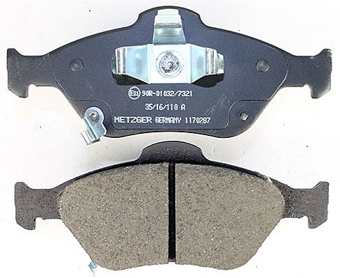 Bremsbelagsatz, Scheibenbremse METZGER 1170287 f&uuml;r TOYOTA, Vorderachse