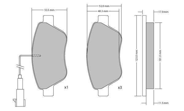 Bremsbelagsatz, Scheibenbremse METZGER 1170296 f&uuml;r FIAT PEUGEOT, Vorderachse