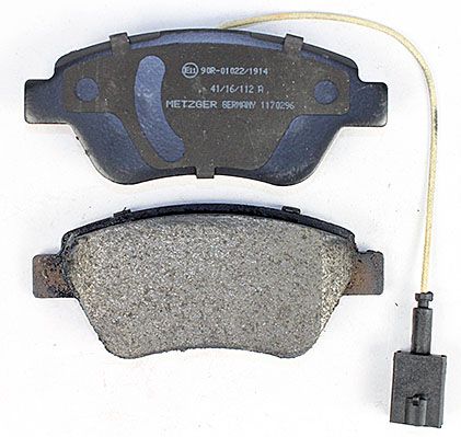 Bremsbelagsatz, Scheibenbremse METZGER 1170296 f&uuml;r FIAT PEUGEOT, Vorderachse