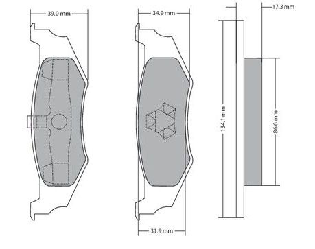 Bremsbelagsatz, Scheibenbremse METZGER 1170320 f&uuml;r CHRYSLER, Hinterachse