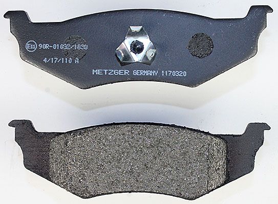 Bremsbelagsatz, Scheibenbremse METZGER 1170320 f&uuml;r CHRYSLER, Hinterachse