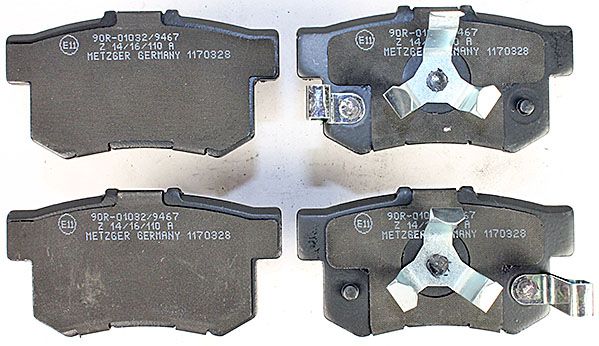 Bremsbelagsatz, Scheibenbremse METZGER 1170328 f&uuml;r HONDA, Hinterachse