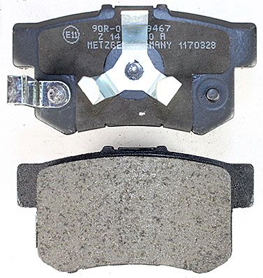 Bremsbelagsatz, Scheibenbremse METZGER 1170328 f&uuml;r HONDA, Hinterachse