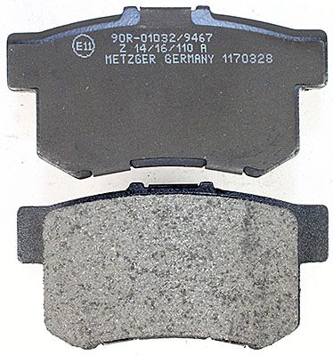 Bremsbelagsatz, Scheibenbremse METZGER 1170328 f&uuml;r HONDA, Hinterachse