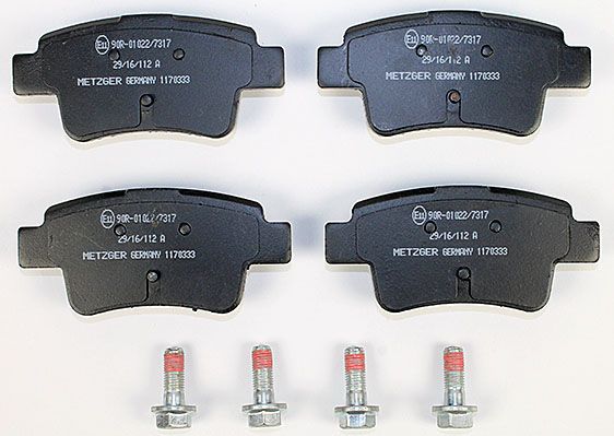 Bremsbelagsatz, Scheibenbremse METZGER 1170333 f&uuml;r FIAT OPEL, Hinterachse
