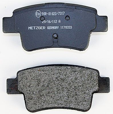 Bremsbelagsatz, Scheibenbremse METZGER 1170333 f&uuml;r FIAT OPEL, Hinterachse
