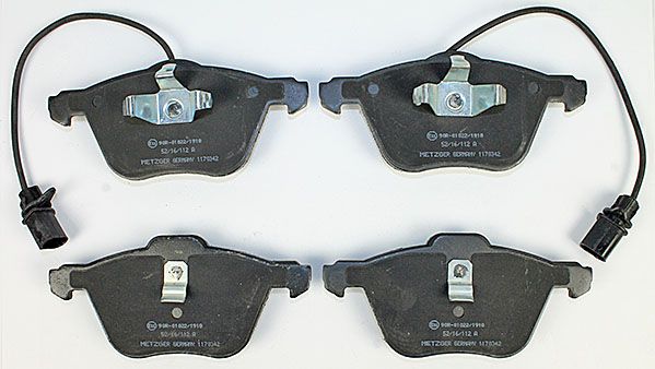 Bremsbelagsatz, Scheibenbremse METZGER 1170342 f&uuml;r FORD VAG, Vorderachse