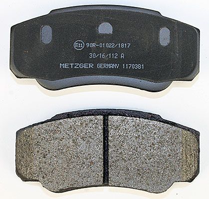 Bremsbelagsatz, Scheibenbremse METZGER 1170381 f&uuml;r CITRO&Euml;N FIAT, Hinterachse