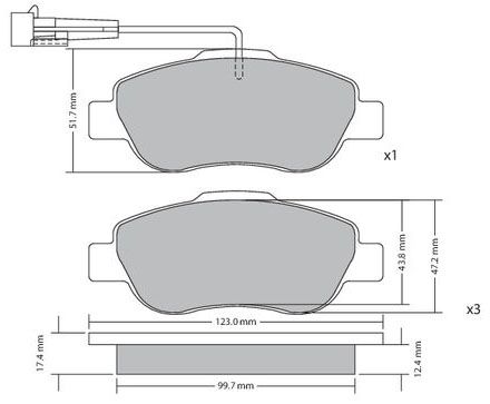 Bremsbelagsatz, Scheibenbremse METZGER 1170382 f&uuml;r FIAT FORD, Vorderachse