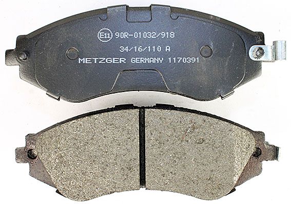 Bremsbelagsatz, Scheibenbremse METZGER 1170391 f&uuml;r DAEWOO, Vorderachse