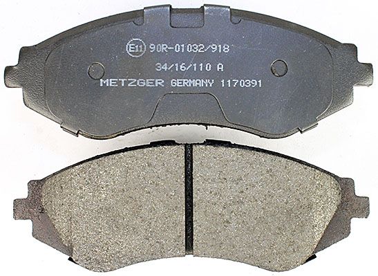 Bremsbelagsatz, Scheibenbremse METZGER 1170391 f&uuml;r DAEWOO, Vorderachse