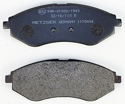 Bremsbelagsatz, Scheibenbremse METZGER 1170404 f&uuml;r CHEVROLET, Vorderachse