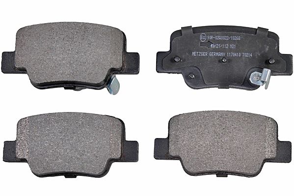 Bremsbelagsatz, Scheibenbremse METZGER 1170410 f&uuml;r TOYOTA, Hinterachse