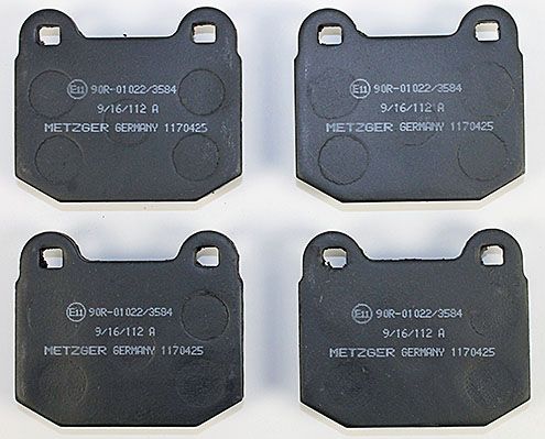 Bremsbelagsatz, Scheibenbremse METZGER 1170425 f&uuml;r ALFA ROMEO OPEL, Vorderachse