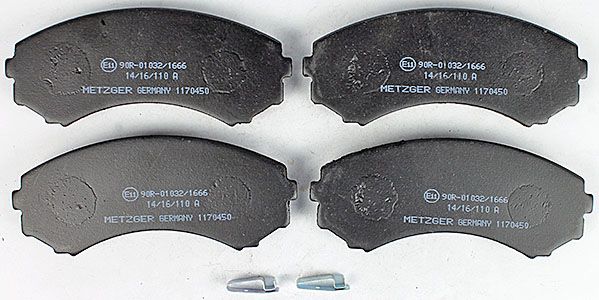 Bremsbelagsatz, Scheibenbremse METZGER 1170450 f&uuml;r MITSUBISHI, Vorderachse