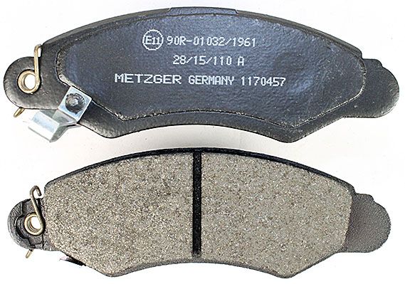 Bremsbelagsatz, Scheibenbremse METZGER 1170457 f&uuml;r SUZUKI, Vorderachse