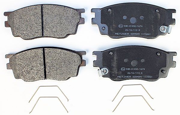 Bremsbelagsatz, Scheibenbremse METZGER 1170461 f&uuml;r MAZDA, Vorderachse