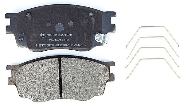 Bremsbelagsatz, Scheibenbremse METZGER 1170461 f&uuml;r MAZDA, Vorderachse