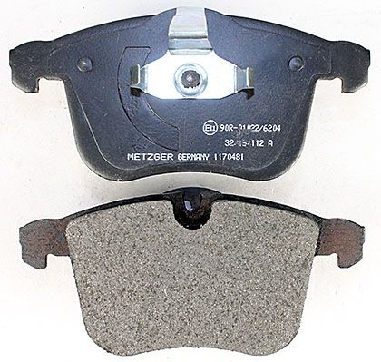 Bremsbelagsatz, Scheibenbremse METZGER 1170481 f&uuml;r OPEL SAAB, Vorderachse